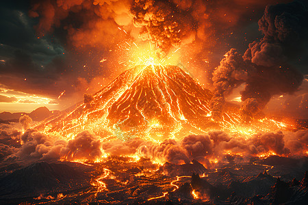 壮观的火山爆发图片