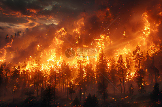 森林中的大火图片