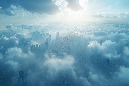 云海中的城市图片