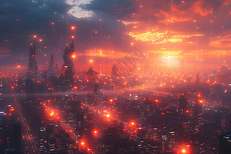 超现代智能城市夜景图片