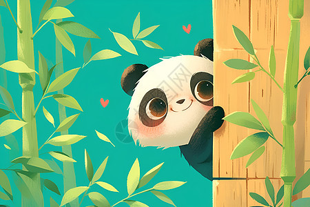 可爱的熊猫和竹子图片