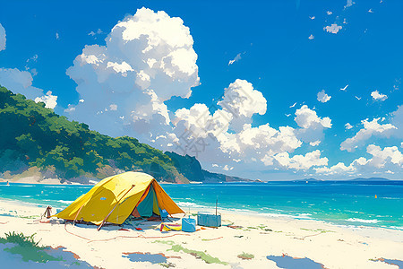 海滩上的帐篷图片