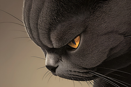 表情颜色的黑色猫咪图片