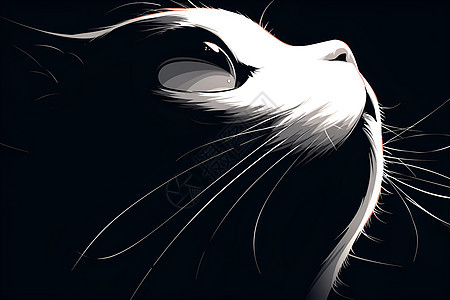 黑白色的猫咪插画图片