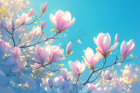 春日盛开的玉兰花图片