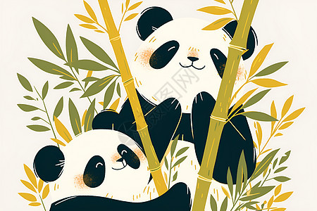 熊猫和竹林图片