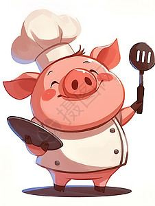 国外厨师猪猪大厨秀厨艺插画