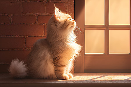 可爱的猫咪看着窗外图片