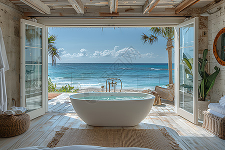 海滨豪华套房的浴缸图片