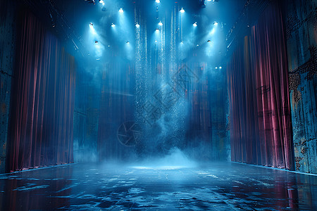 舞台上的蓝屏背景图片