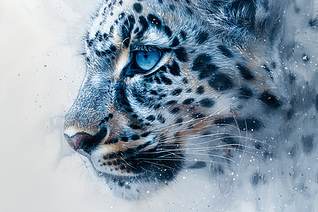 雪中的豹子图片