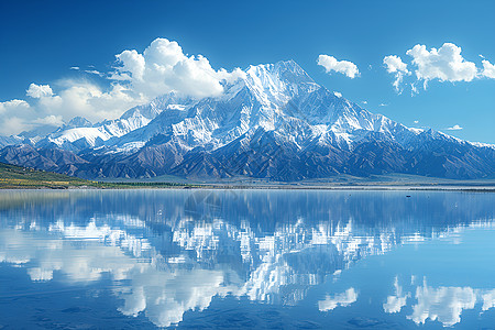 湖水的素材青海湖上倒映着雪山背景