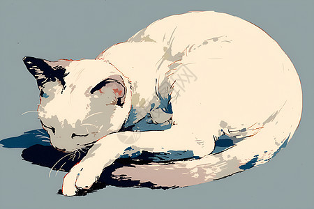睡觉的白猫图片
