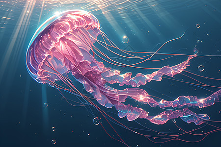 神秘深海中的水母图片