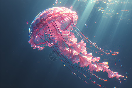 海底的粉色水母图片