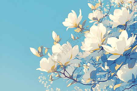 白花绽放的美丽春天图片