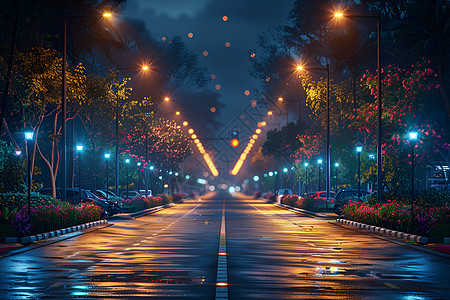 夜幕下的智能街灯图片