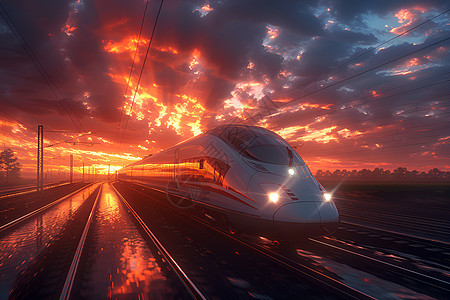 速度极快的火车图片