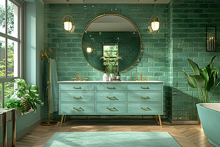 浴室家具拥有复古元素的浴室背景