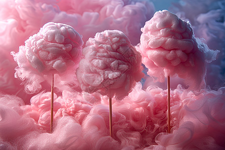 绵绒状的粉色棉花糖云图片