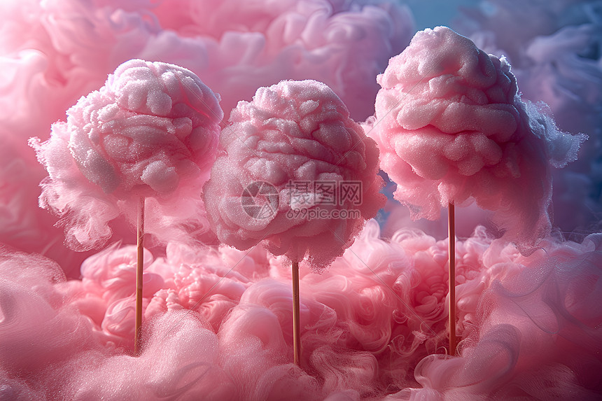 绵绒状的粉色棉花糖云图片