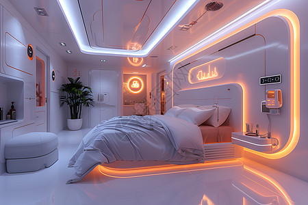 家居卧室智能智能家居中的床设计图片