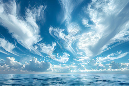 蓝天云海下的海洋图片