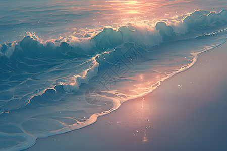 海浪冲击着海岸图片