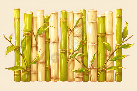 可爱的竹子插画图片
