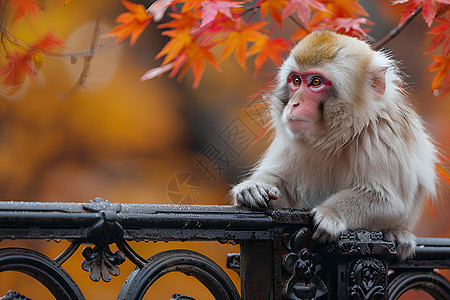 栏杆上的猴子图片