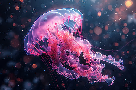 水母徜徉深海图片