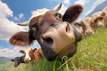 草地上一只牛图片