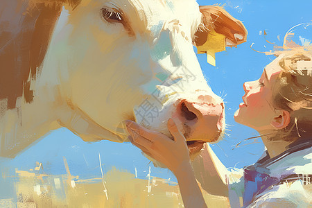 奶牛和女孩图片