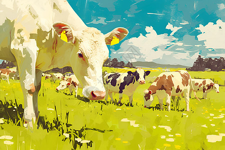 牛群在乡村草地上图片