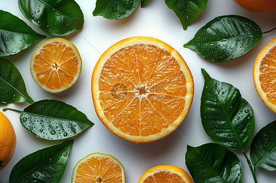 水果丛中的橙子图片