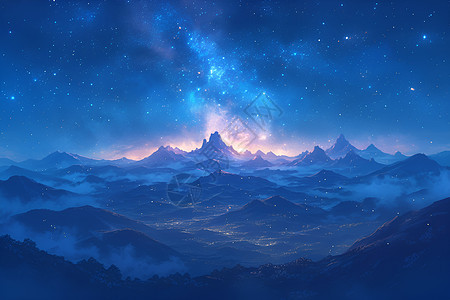 星空幻境山脉图片