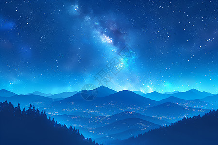 星辰璀璨山峰美景背景图片