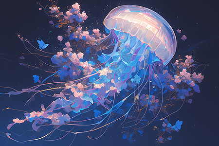 海洋中的水母背景图片