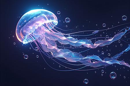 水母在深海中背景图片