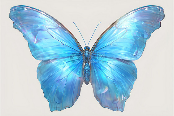 蓝色蝴蝶美丽的插画图片