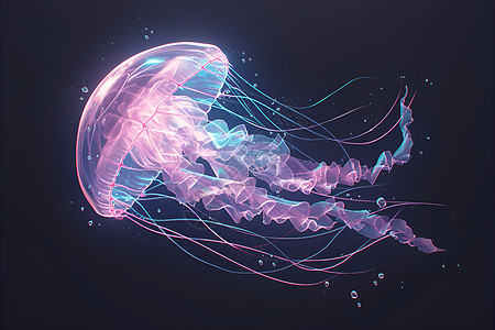 梦幻大海中的水母背景图片
