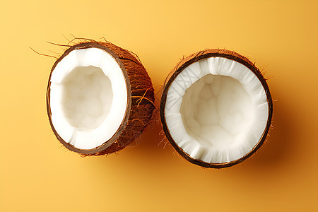 一个剖开的椰子图片