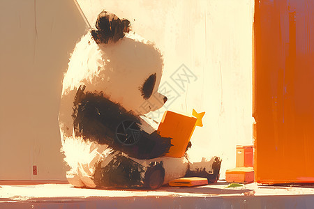 在看书的熊猫图片