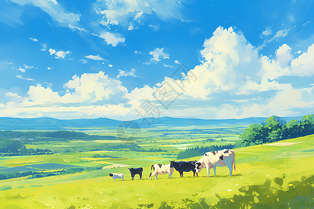 草地中的农业奶牛图片