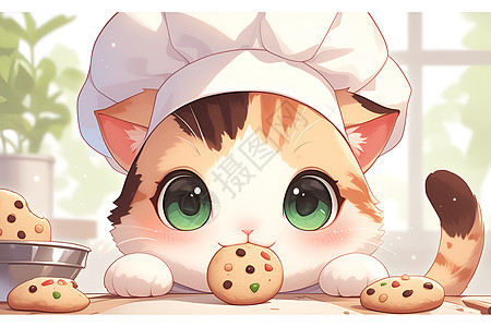 猫咪厨师烘焙甜饼图片