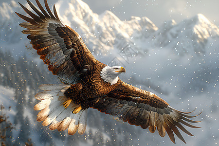 翱翔于雪山的雄鹰图片
