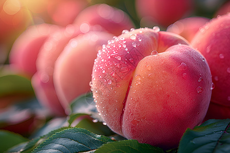 水滴挂在桃子上图片