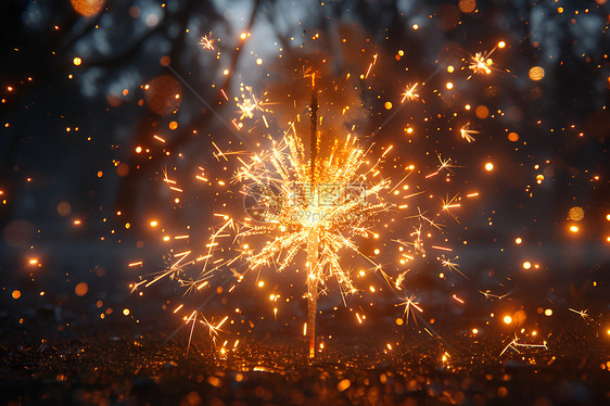 夜空中燃放的烟花图片