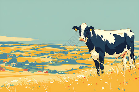 田园风光带离的奶牛图片
