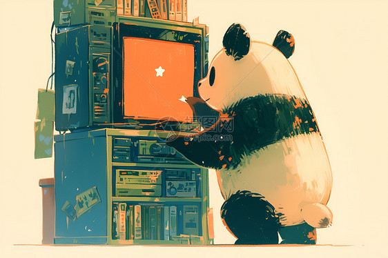 房间里的熊猫图片
